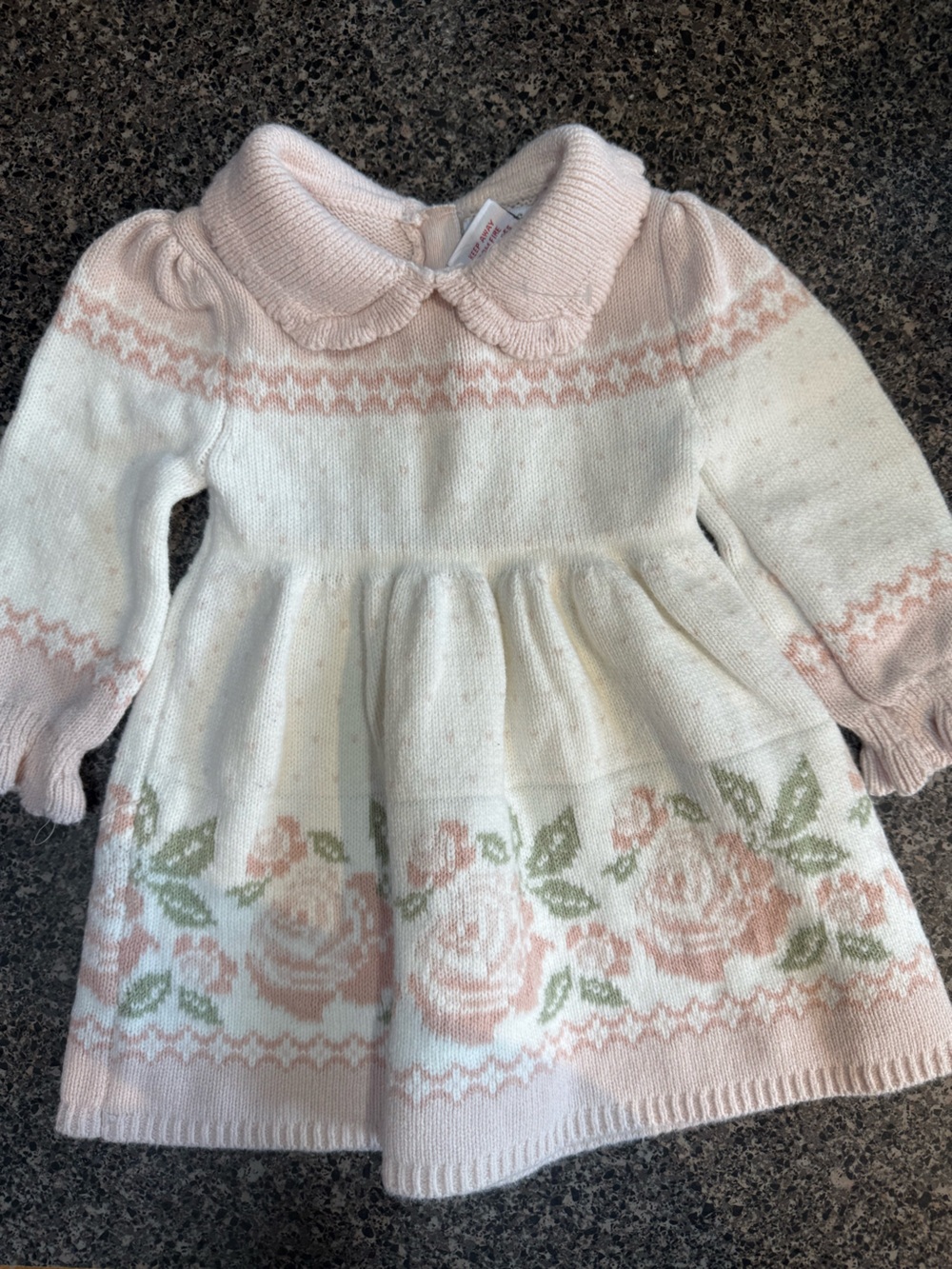 cupcakes & cashmere Cream Knit Sweater with Pink Floral and Green Leaves
